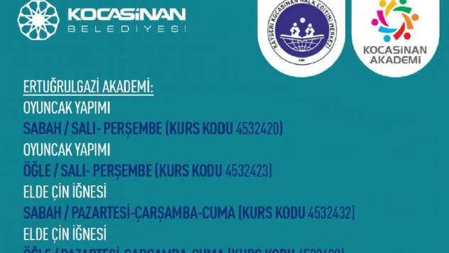 Kocasinan Akademi'de ücretsiz 'Güz Dönemi' kurs kayıtları başladı