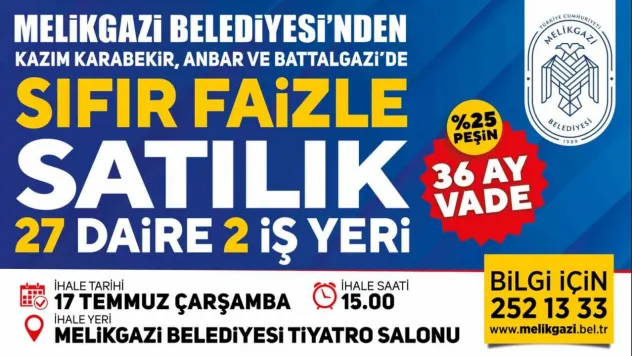 Melikgazi Belediyesi'nden ev veya işyeri sahibi olmak isteyenlere büyük fırsat