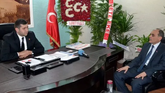MHP milletvekili aday adayı Hacı Tülü'den İl Başkanı Ersoy'a nezaket ziyareti