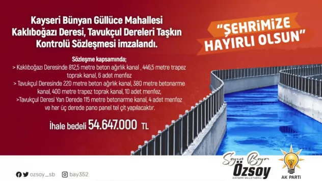Milletvekili Özsoy'dan Bünyan ilçesine 54 milyon 647 bin TL'lik yatırım