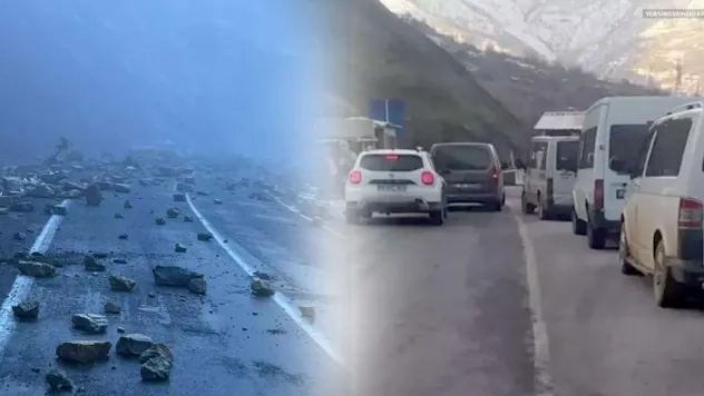 Pınarbaşı yolunda  heyelan engeli