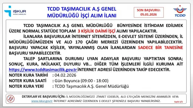 TCDD taşımalık için işçi alımı gerçekleştirilecek
