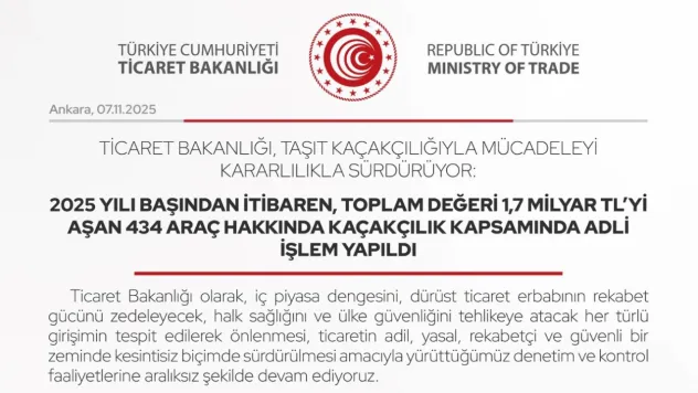 Toplam değeri 1,7 milyar lirayı aşan 434 araç hakkında kaçakçılık kapsamında adli işlem yapıldı
