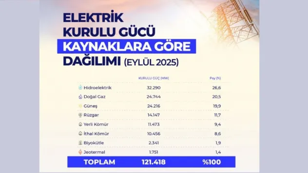 Türkiye'nin Elektrik Kurulu Gücü artıyor