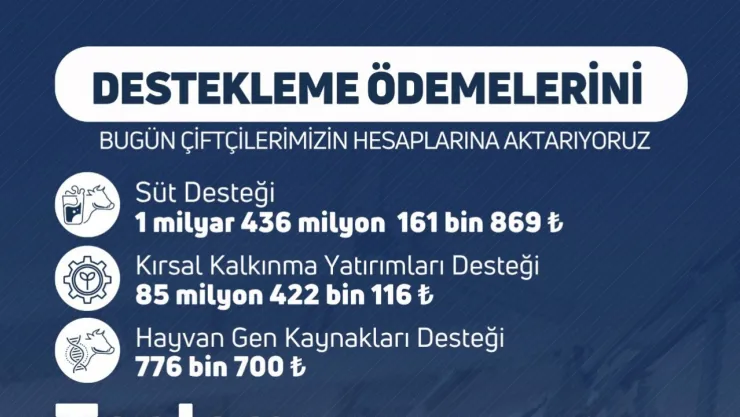 1 milyar 522 milyon liralık destek ödemesi bugün hesaplara yatırılacak