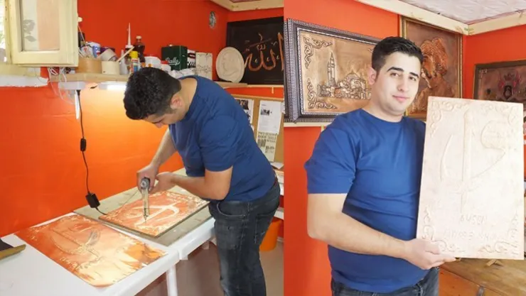 Tekstil işçisinin bakır rölyef merakı