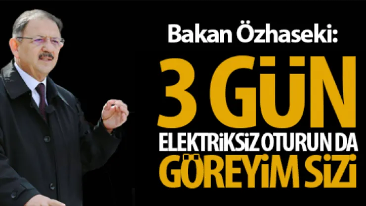 " 3 gün elektriksiz oturun da göreyim sizi!"