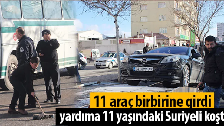 11 araç birbirine girdi yardıma 11 yaşındaki Suriyeli Nurettin koştu