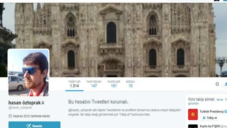 O 'AKP'li hesabını korumaya aldı