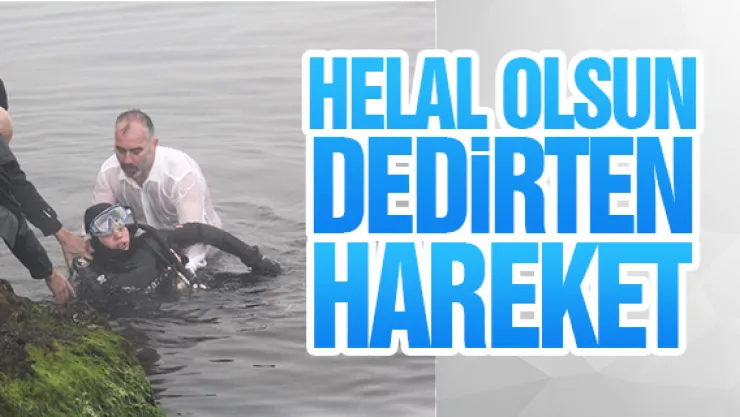 Denize Atlayan Belediye Başkanı, Fenalaşan Dalgıcı Kurtardı
