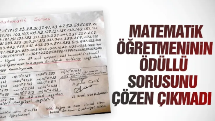 Matematik öğretmeninin ödüllü sorusunu çözen çıkmadı