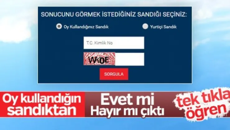 Hangi sandıktan ne oy çıktı - Sorgulama ekranı