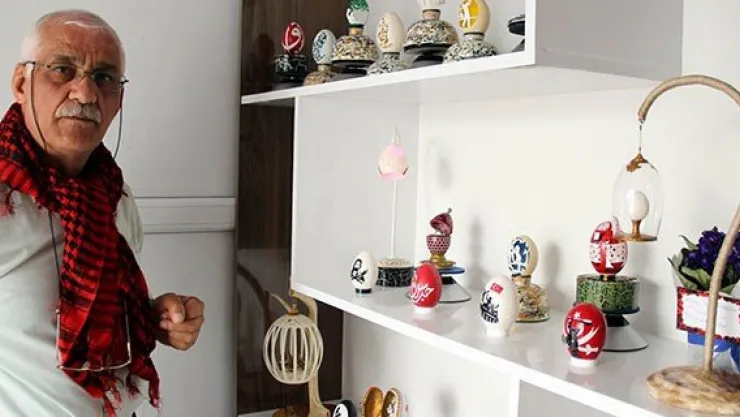 Engelli sanatçı hayalleri yumurta kabuğuna aktarıyor