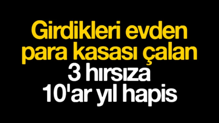 Girdikleri evden para kasası çalan 3 hırsıza 10'ar yıl hapis