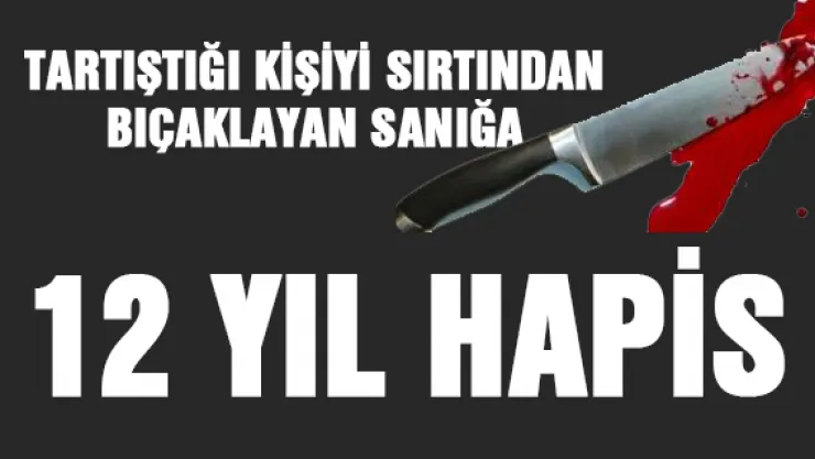 Tartıştığı kişiyi sırtından bıçaklayan sanığa 12 yıl hapis