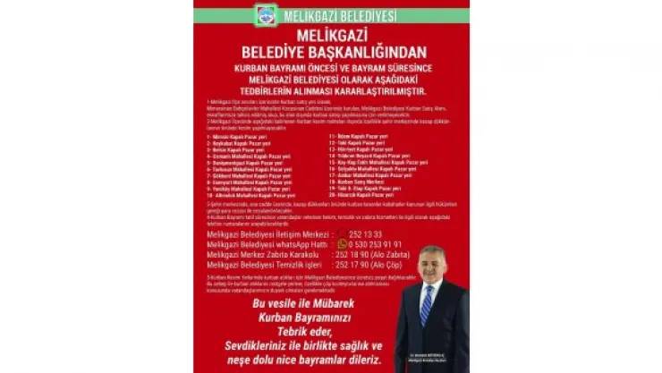 Melikgazi'de kurban kesim yerleri bayrama hazır