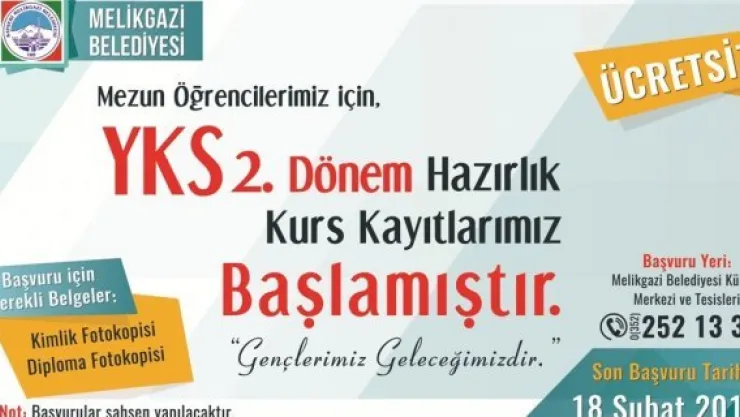 Melikgazi Belediyesi YKS 2. dönem kurs kayıtları başladı