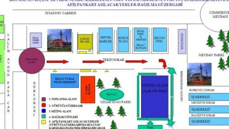 Toplantı ve gösteri yürüyüş yeri ile güzergahları belirlendi
