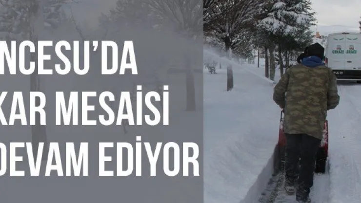 İncesu'da Kar Mesaisi Devam Ediyor
