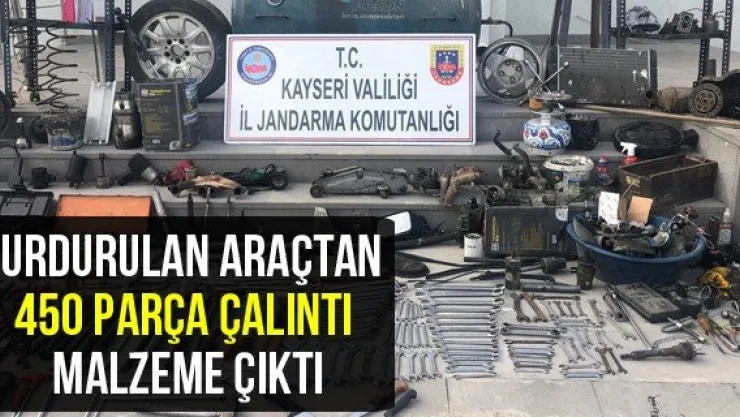 Durdurulan araçtan 450 parça çalıntı malzeme çıktı