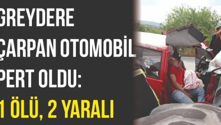 Greydere çarpan otomobil pert oldu: 1 ölü, 2 yaralı