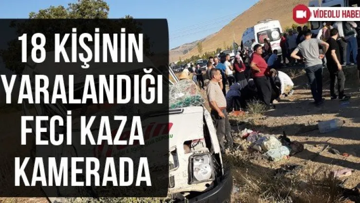 18 kişinin yaralandığı feci kaza kamerada