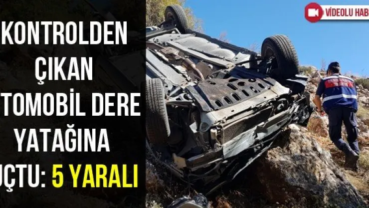 Kontrolden çıkan otomobil dere yatağına uçtu: 5 yaralı