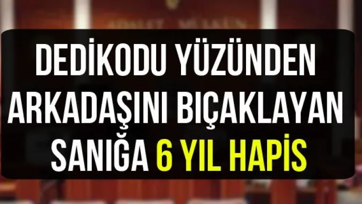 Dedikodu yüzünden arkadaşını bıçaklayan sanığa 6 yıl hapis