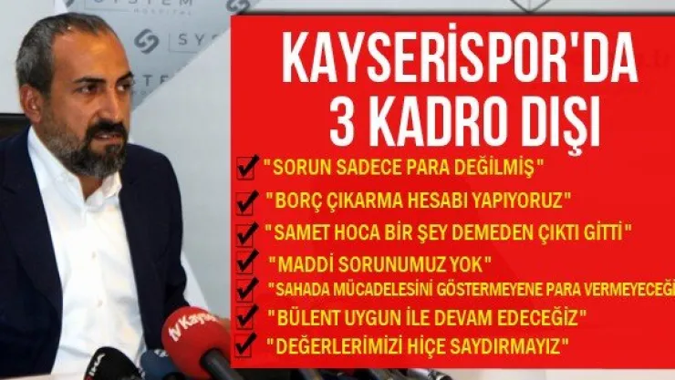 Kayserispor'da 3 kadro dışı