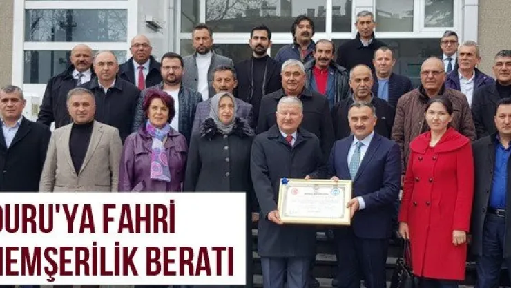 Duru'ya Fahri Hemşerilik Beratı