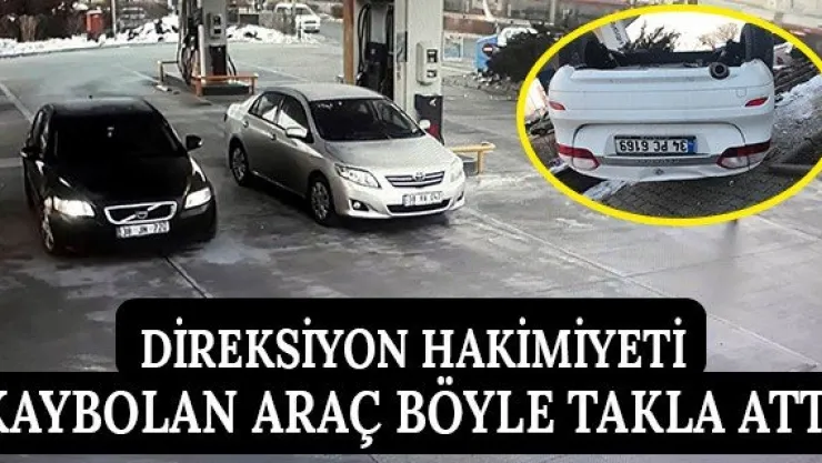 Direksiyon hakimiyeti kaybolan araç böyle takla attı