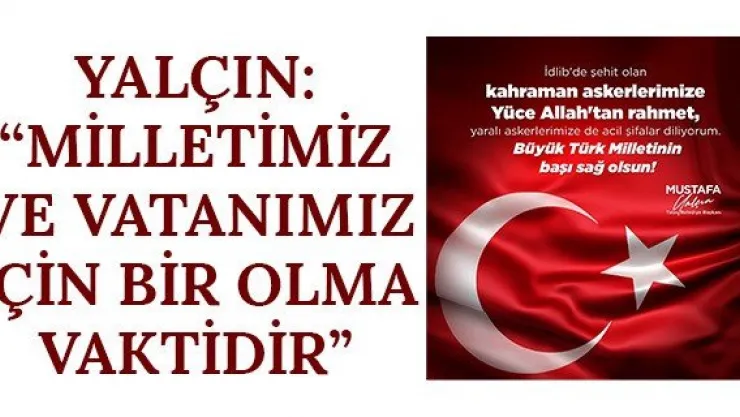 Yalçın: 'Milletimiz ve vatanımız için bir olma vaktidir'