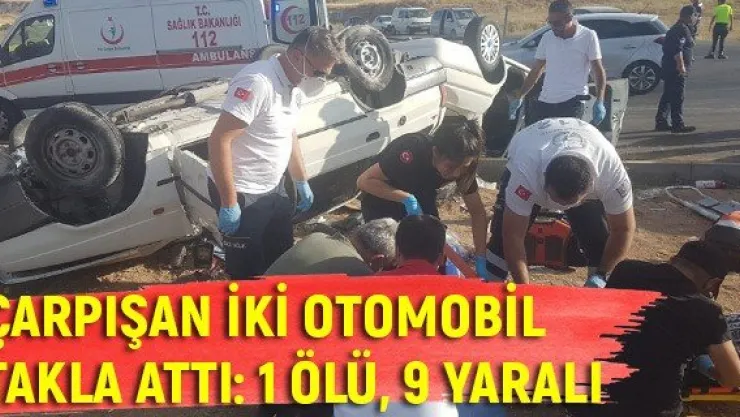 Kayseri'de çarpışan iki otomobil takla attı: 1 ölü, 9 yaralı