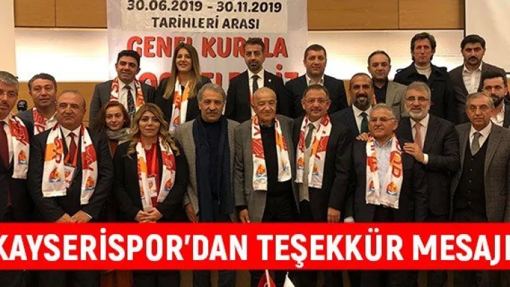 Kayserispor'dan teşekkür mesajı