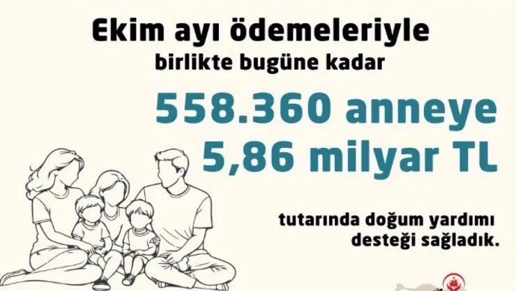 558 bin 360 anneye toplam 5,86 milyar TL destek sağlandı