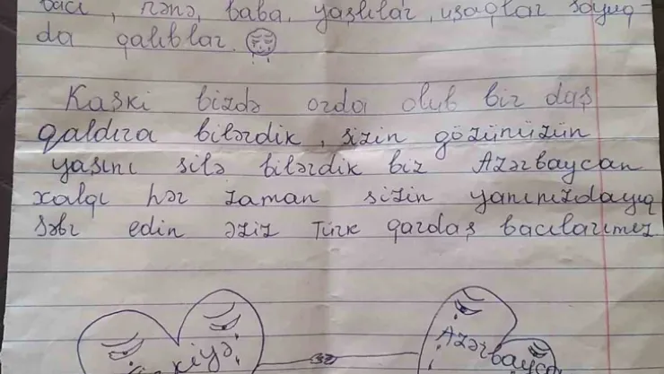 Azerbaycanlı çocuktan yürekleri ısıtan mektup