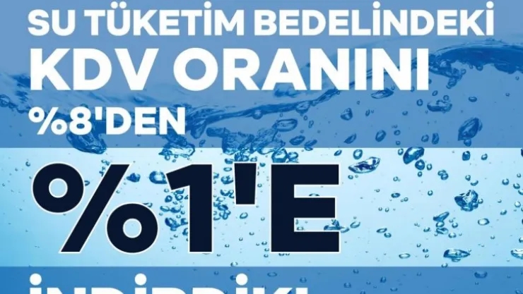 KASKİ, Su tüketim bedelindeki KDV oranını yüzde 1'e düşürdü