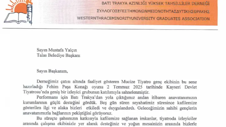 Batı Trakya'dan Başkan Yalçın'a Çifte Teşekkür