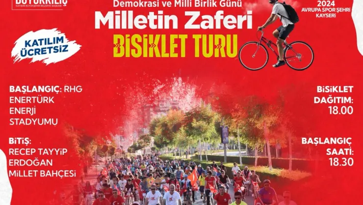 15 Temmuz'da 9 km'lik bisiklet turu etkinliği