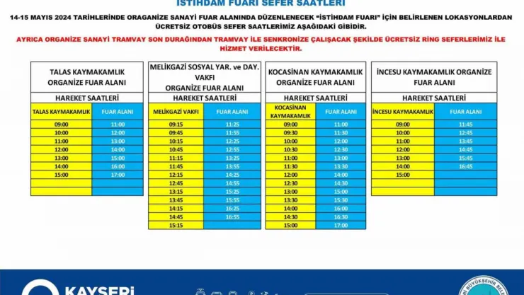 İstihdam Fuarına ücretsiz ulaşım