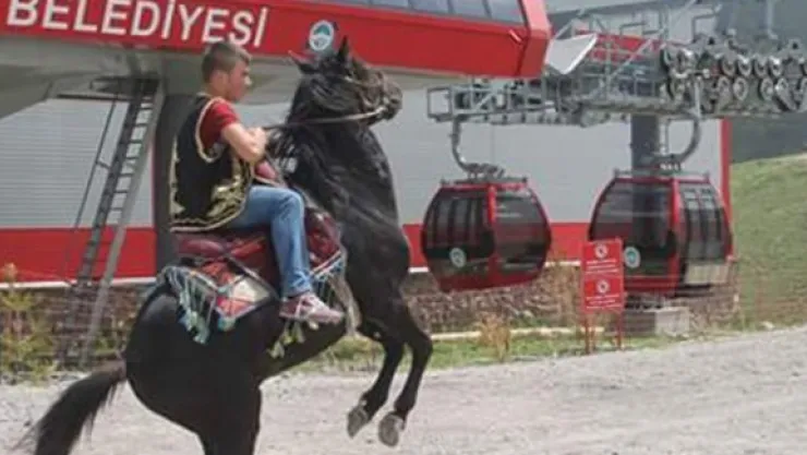 Erciyes'te atlı cirit gösterisi izleyenleri hayran bıraktı