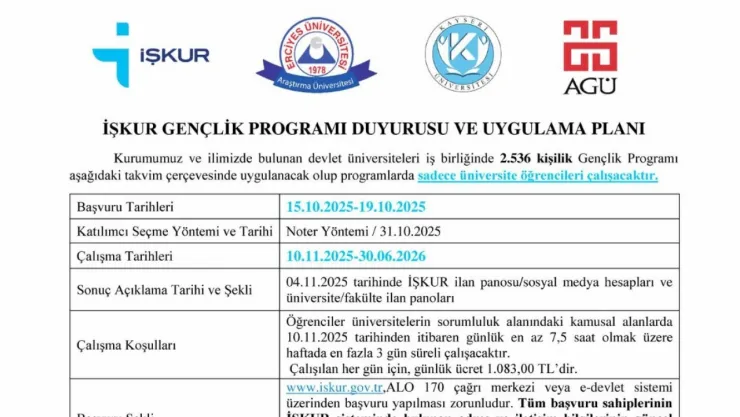 İŞKUR Gençlik Programı başvuruları başladı