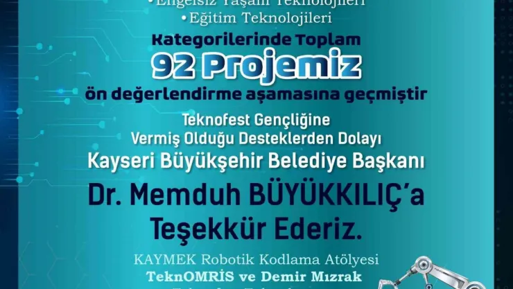 KAYMEK'in Teknofest gençliği 92 proje ile ön değerlendirme aşamasına geçti