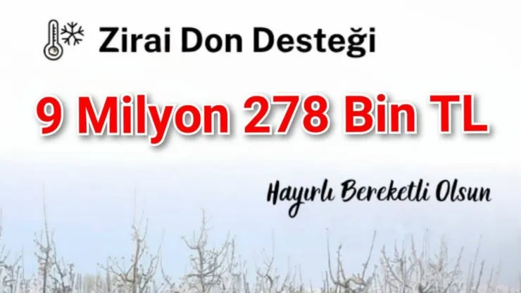Kayseri'de 9 milyon 278 bin TL zirai don desteği hesaplara yatırıldı