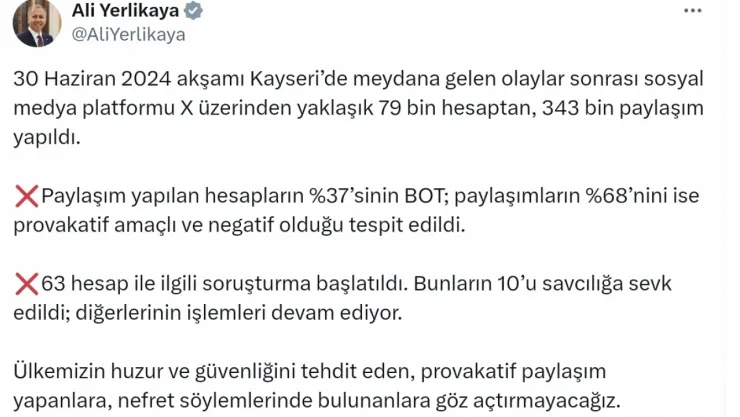 Provakatif amaçlı ve negatif X hesapları takipte