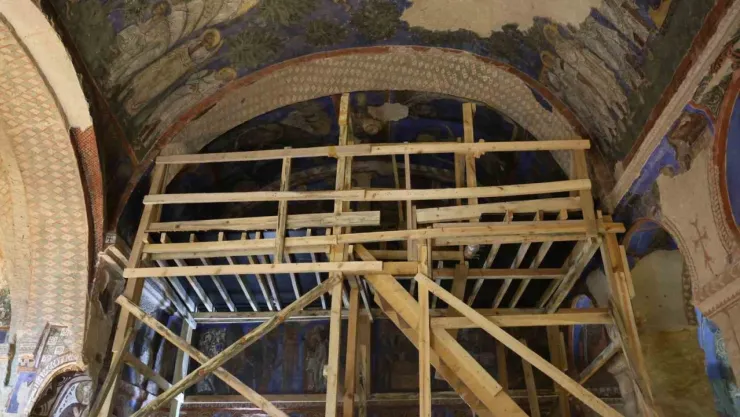 Tokalı Kilisesi'nde restorasyon çalışmaları devam ediyor