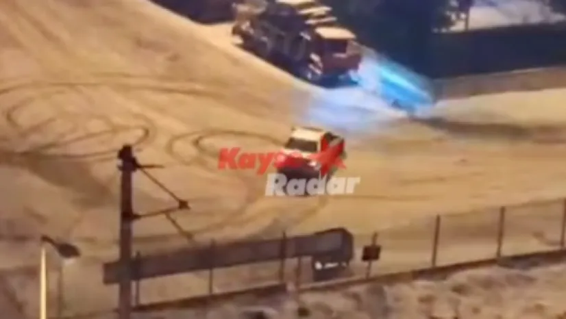 Buz üstünde drift atan sürücüye yüklü ceza