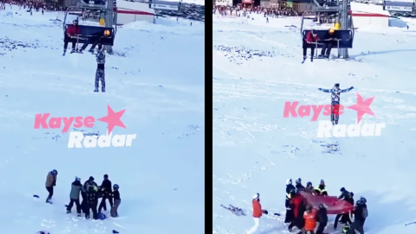 Erciyes'te Teleferikte Asılı Kalan Kayakçı Düşmemiş: Atlayınca kurtarılmış