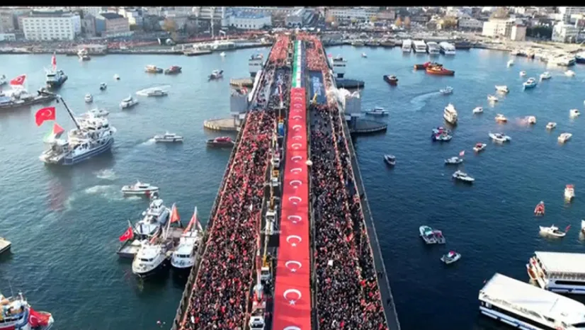 Galata'da Vicdanın Ayak Sesleri: 520 Bin Kişi Filistin İçin Yürüdü