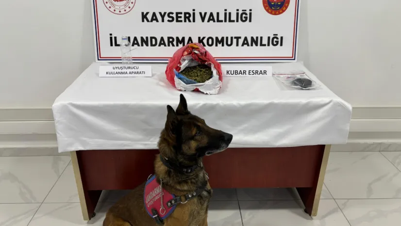 Jandarma ekipleri Develi'de 1,4 kilogram kubar esrar ele geçirdi